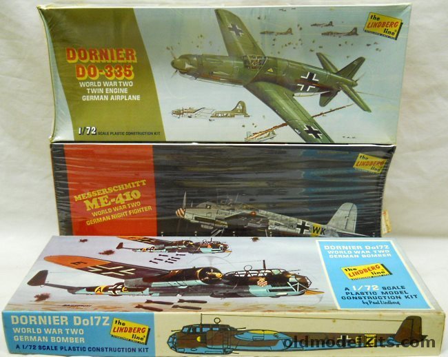 Lindberg 1/72 577-100 Dornier Do-17Z / 471-100 Dornier Do-335 / 473-100 Me-410 Hornet plastic model kit